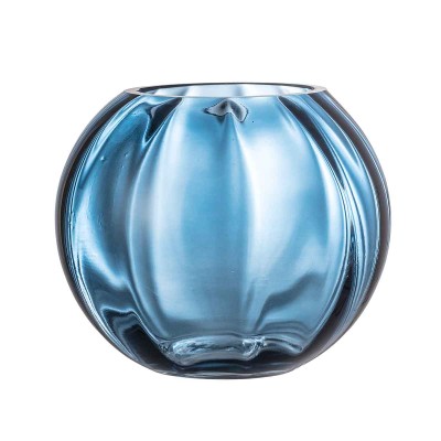 Blaue Vase aus Glas in Kugelform