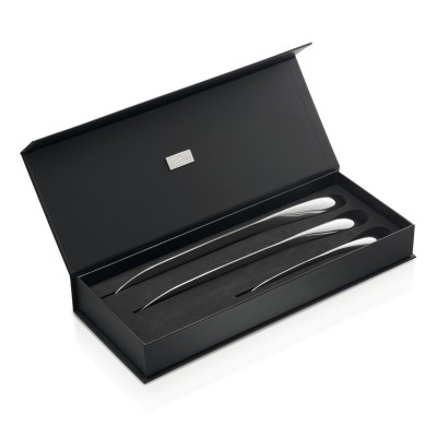 Spaciges Messerset in schwarzer Geschenkebox