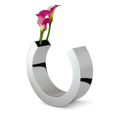 Philippi - Blumenvase Dekovase Omega Edelstahl | Runde Design Blumen Tischvase