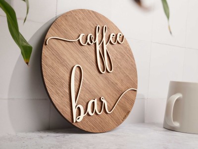 Coffee Bar, Rundes Holzschild