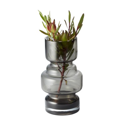 Philippi - Retro Vase CITY aus grauem Glas, Stylische Blumenvase im Vintage Stil