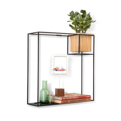 Umbra - Cubist Wandregal mit Pflanzentopf, Schwebendes Bücherregal als Frame