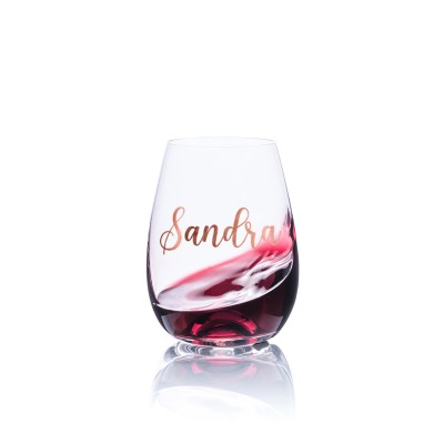 Weinglas mit Namen - roségold