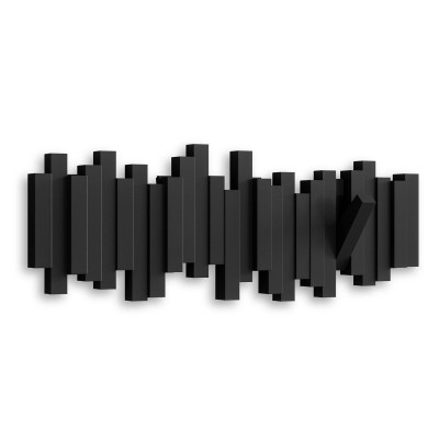 Garderobenleiste Sticks mit Klapphaken - in schwarz