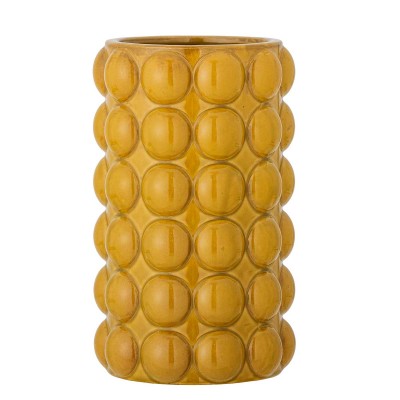Gelbe Vase mit glänzend lasierter Oberfläche