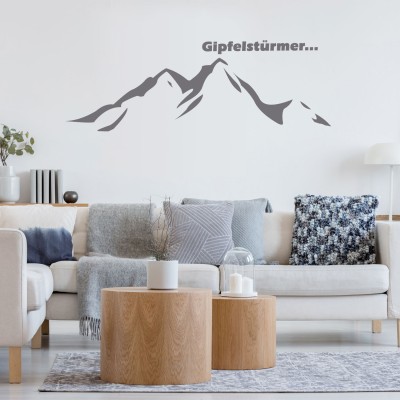 Wandtattoo - Gipfelstürmer - Wandsticker Wandaufkleber Wanddeko Berg Silhouette Alpen