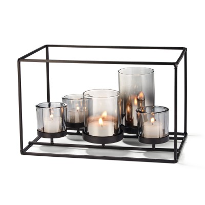 Philippi - YORK Windlicht aus Metall für 5 Kerzen, minimalistischer Frame als Teelichthalter