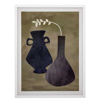 Bilderrahmen mit kunstvoll gestalteten schwarzen Vasen