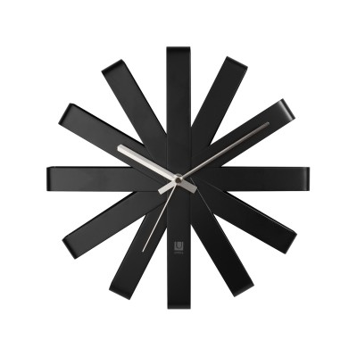 Wanduhr Analog Quarzuhr geräuschlos rund | Schwarze Wand Uhr Schleifendesign - Umbra