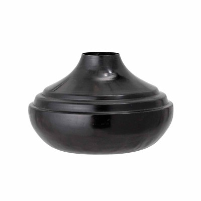 Schwarze Vase in Form einer Öllampe